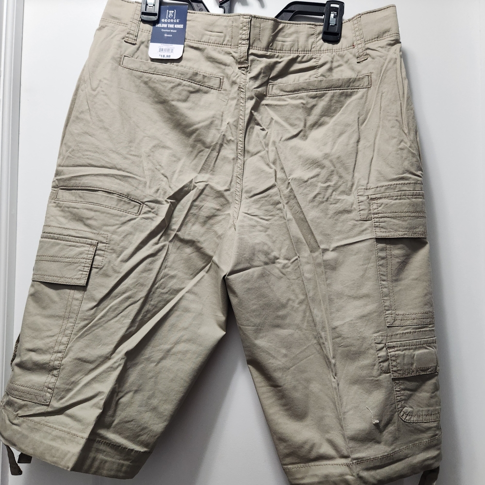 George Men's Khaki Shorts with Navy Branding - Picture 7 of 7